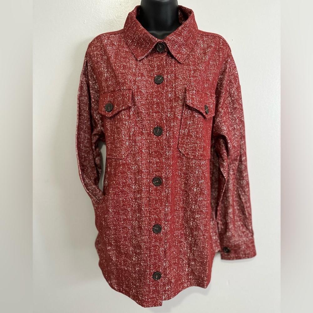 NWOT Maroon Button Up Light Peacoat Size Large
